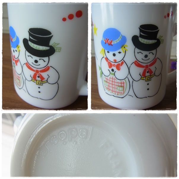 画像: arcopal☆ ミルクグラスのマグカップ（スノーマン）